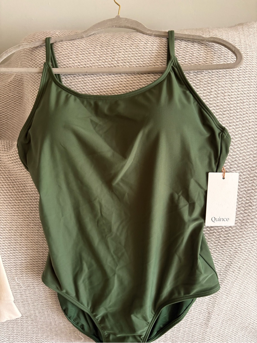 Quince Women's Olive Green Tank Top Bathing Suit